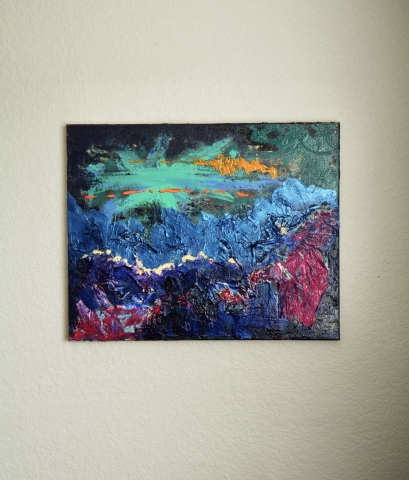 Textured colorful celestial abstract painting