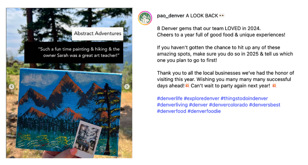 Abstract Adventures featured as one of Pao Denver's top 2024 experiences.