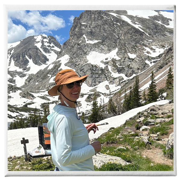 Katy Betz Abstract Adventures partners with community artists. Here is Katy Betz plein air painting in the Rockies of Colorado.